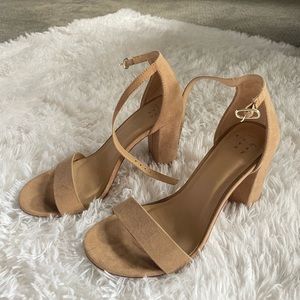 Beige/tan suede high heels